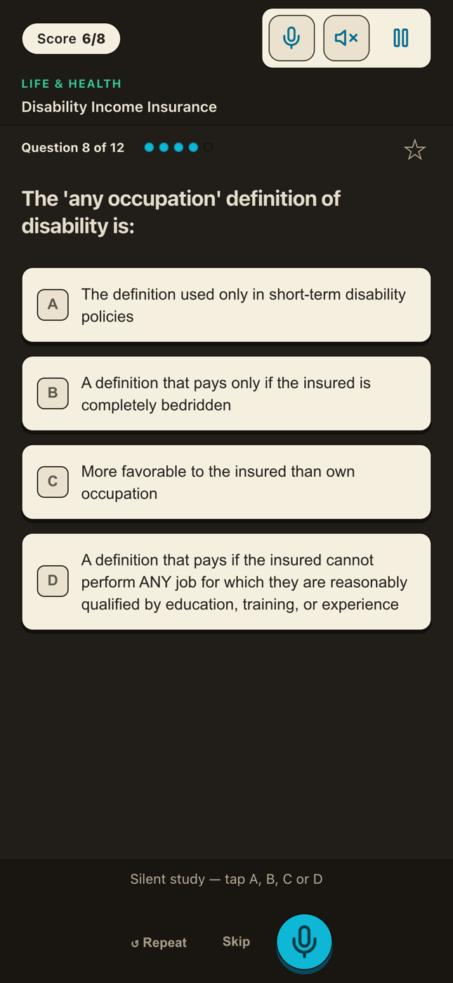 PassLane's night mode: a study question on the warm walnut board